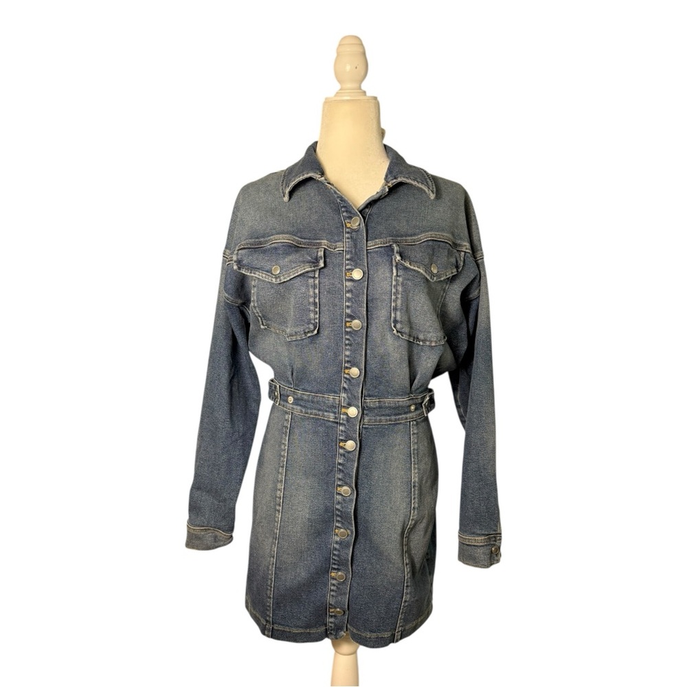 NWT Good American Barrel Long Sleeve Denim Jean Mini Dress Size 3, MSRP $199 New